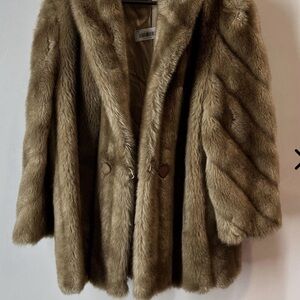 Elegant Brown Faux Fur Coat